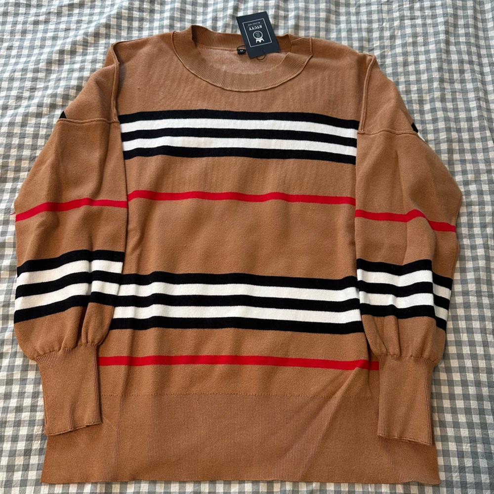 Eytys Tan Sweater with Black and White Stripes